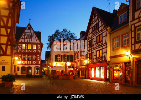 DEU, Deutschland, Mainz : Fachwerkhaeuser, Kirschgarten, Altstadt bei Abenddaemmerung | DEU, Germania Mainz : Half-Timbered Case, Kirschgarten, vecchio Foto Stock