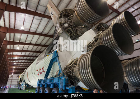 Saturn V rocket presso la NASA Johnson Space Center Houston, Texas Foto Stock