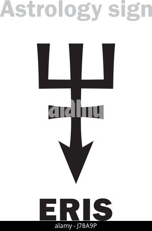 Alfabeto astrologia: ERIS, più massiccia e la seconda più grande superdistant Dwarf Planet. Caratteri geroglifici segno (simbolo unico). Illustrazione Vettoriale