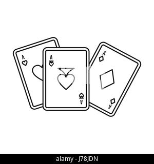 Carte da gioco icona in stile contorno isolati su sfondo bianco. Simbolo di gioco illustrazione vettoriale Illustrazione Vettoriale