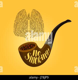 Non fumare, banner. Effetto della nicotina sulla salute fumatore. Lettering illustrazione vettoriale Illustrazione Vettoriale