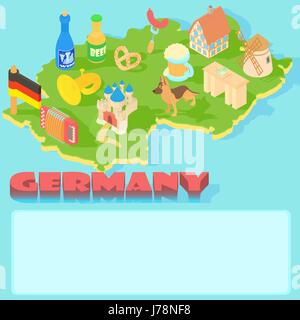 Germania mappa in stile cartoon per qualsiasi tipo di design Illustrazione Vettoriale