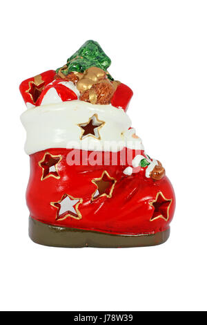 Boot natale claus vacanza lampada isolato rosso boot santa claus natale Foto Stock