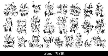 Set di 25 scritto a mano scritte tra virgolette motivazionale Illustrazione Vettoriale