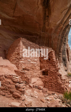 Sunny alcova, rovine Anasazi, sabbia Canyon Trail, canyon degli antichi Monumento Nazionale a nord-ovest di Cortez, Colorado. Foto Stock