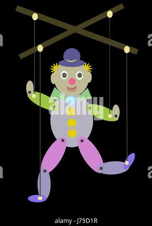 Clowns circo giocattolo giocattoli disegno Puppet Theatre teatro Playhouse Theatre filo Foto Stock