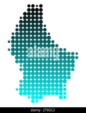 Blue cerchio verde turchese scheda dot lussemburgo atlas mappa del mondo mappa blue Foto Stock