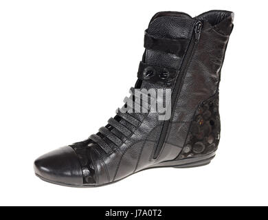 Boot isolato femmina nera swarthy jetblack nero profondo piedi accessori Foto Stock