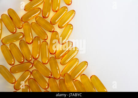Olio di pesce compresse come sfondo. Foto Stock