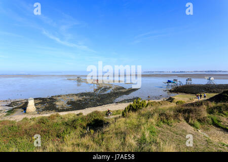 Francia, Charente Maritime, Port des Barques, Madame isola, il pozzo degli Insurges, rete di sollevamento e il percorso costiero Foto Stock