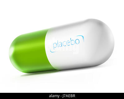 Pillola Placebo isolati su sfondo bianco. 3D'illustrazione. Foto Stock