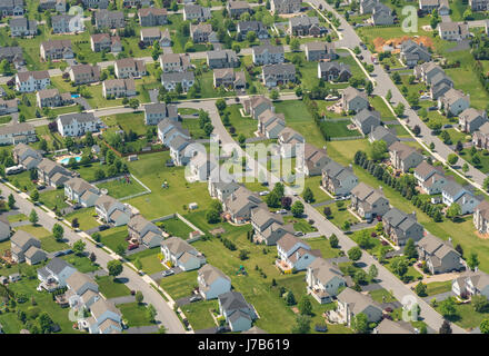 Vista aerea della Pennsylvania Case suburbane di quartiere residenziale Foto Stock