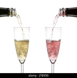 Celebrare reveling compiace celebra la festa duo celebrazione versare in champagne Foto Stock