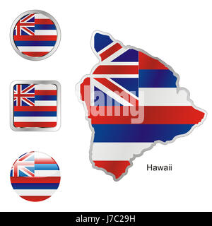 America illustrazione pulsante bandiera hawaii viaggio emblema colore america Foto Stock