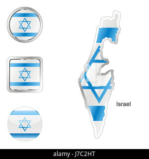 Asia illustrazione pulsante bandiera israele viaggio emblema colore asia illustrazione Foto Stock