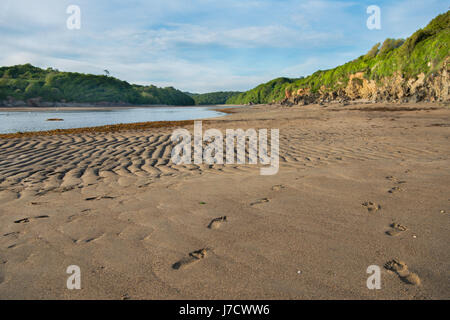 Wonwell spiaggia presso la foce del fiume Erme nel South Devon. Foto Stock
