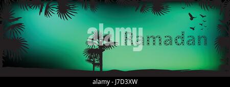 Il Ramadan. La religione Settembre l Islam. La traduzione del testo da arabo: Ramadan Illustrazione Vettoriale