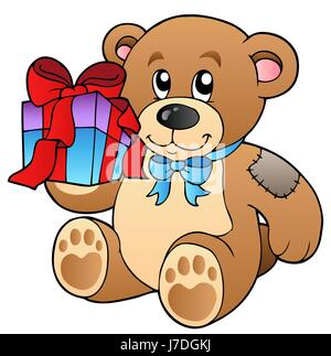 Presente giocattolo ORSO TEDDY Teddy bear orsacchiotto dono immaginando il pacchetto compleanno Foto Stock