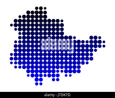 Illustrazione blu turingia scheda cerchio spotted dot raster design stato sagomatura Foto Stock