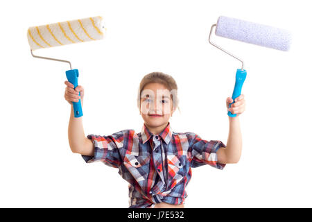 Bambina azienda panini bianchi Foto Stock