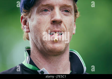 Damian Lewis compete in la celebrità Pro-Am concorrenza davanti alla BMW PGA Championship di Wentworth in maggio, 24, 2017. Foto Stock