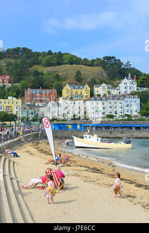 Vista della spiaggia, Llandudno, Conwy County Borough (Bwrdeistref Sirol Conwy), Wales, Regno Unito Foto Stock