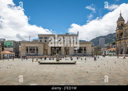 Piazza Bolivar colombiano e il Palazzo di Giustizia - Bogotà, Colombia Foto Stock