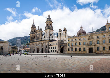 Piazza Bolivar e Cattedrale - Bogotà, Colombia Foto Stock