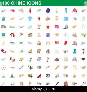 Lombata 100 set di icone, stile cartoon Illustrazione Vettoriale