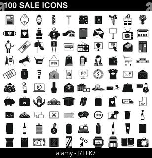 100 vendita set di icone, stile semplice Illustrazione Vettoriale