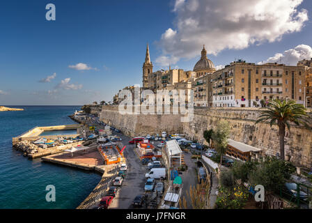 Skyline della capitale di Malta Valletta, Malta Foto Stock