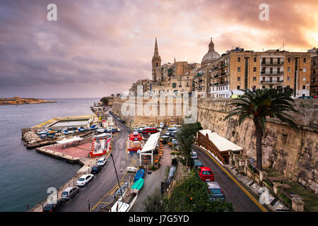 Skyline della capitale di Malta Valletta, Malta Foto Stock