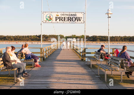 Dal molo di Prerow, Mar Baltico, Darss, Meclenburgo-Pomerania Occidentale, Germania Foto Stock