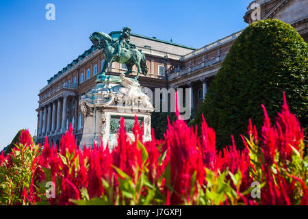 La statua del Principe Eugenio di Savoia di fronte al Castello di Buda, Nudapest, Ungheria Foto Stock