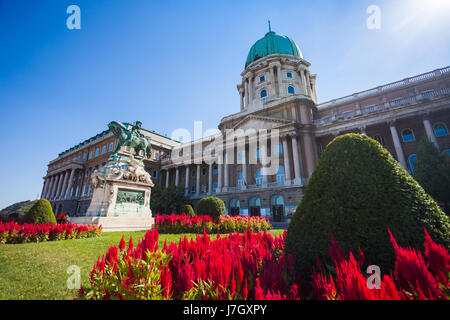 La statua del Principe Eugenio di Savoia di fronte al Castello di Buda, Nudapest, Ungheria Foto Stock