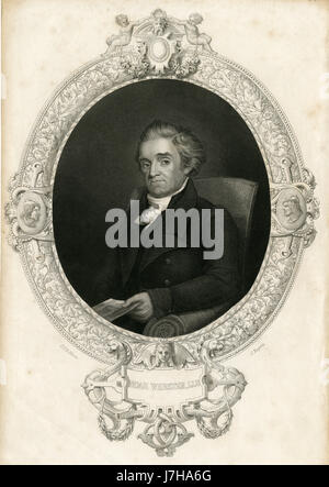 Antique c1860 incisione, Noah Webster. Noah Webster, Jr. (1758-1843) era un americano lessicografo, textbook Pioneer, in lingua inglese ortografia reformer, scrittore politico, editor e prolifico autore. Fonte: incisione originale. Foto Stock