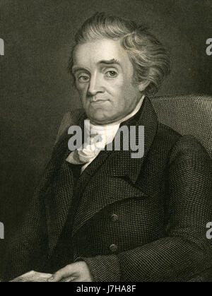 Antique c1860 incisione, Noah Webster. Noah Webster, Jr. (1758-1843) era un americano lessicografo, textbook Pioneer, in lingua inglese ortografia reformer, scrittore politico, editor e prolifico autore. Fonte: incisione originale. Foto Stock