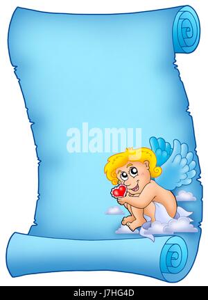 Nota memo roll lettera di pagina del documento scorrimento bookpage foglio di carta carta vellum Foto Stock