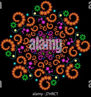 Floral seamless pattern. Frattali tessitura tradizionale con figure geometriche forme ornamentali. Vettore illustrazione alla moda. Illustrazione Vettoriale