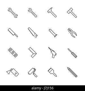 Attrezzature di costruzione set di icone Illustrazione Vettoriale