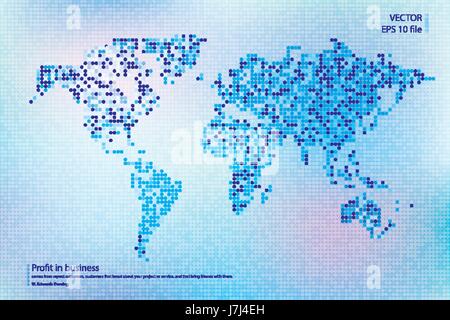 Punteggiato mappa Mondo illustrazione vettoriale. Il concetto di business sulla mappa del mondo di elementi globali. La tecnologia Blu colori Illustrazione Vettoriale