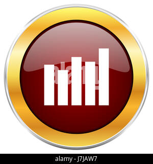 Il grafico rosso icona web con bordo dorato isolati su sfondo bianco. Round pulsante lucida. Foto Stock