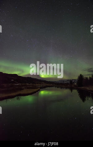 Luci del nord (Aurora Boreale) - Parco Nazionale di Þingvellir, Islanda Foto Stock