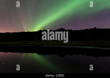 Luci del nord (Aurora Boreale) - Parco Nazionale di Þingvellir, Islanda Foto Stock