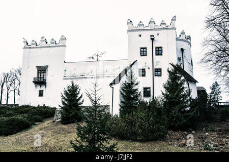 Bel castello Strazky, Repubblica slovacca. Il patrimonio culturale. Tema architettonico. Foto freddo filtro. Foto Stock