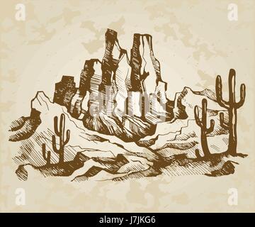 Tipico paesaggio della Arizona Illustrazione Vettoriale