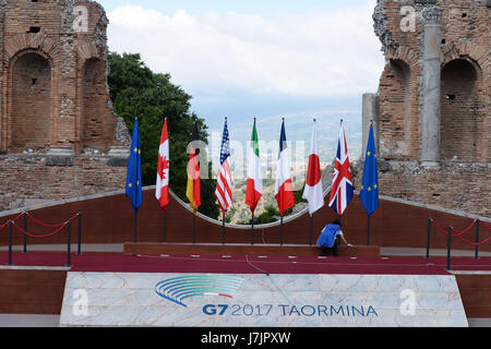 Sono stati preparati in vista del vertice G7 in Sicilia a Taormina, Italia. Foto Stock