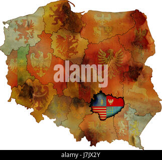 Bandiera ruggine eagle Polonia amministrazione cappotto retrò provincia dispositivo mappa atlas mappa Foto Stock