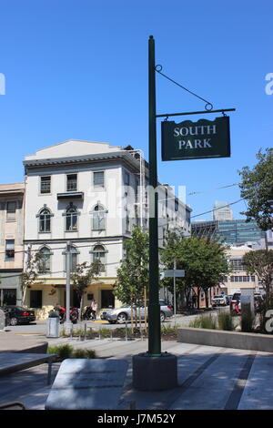 Caffe Centro, precedentemente noto come la vista del parco e Bo-Chow hotel, costruito 1913, South Park di San Francisco, California Foto Stock