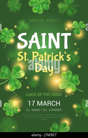 Poster per il giorno di San Patrizio nel partito. Illustrazione Vettoriale